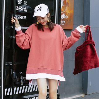Mock Two-piece Drop Shoulder Pullover