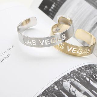 Lettering-openwork Metallic Bangle