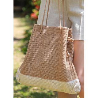 Drawstring Contrast-trim Knit Bag