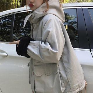 Hooded Tie-neck Padded Jacket