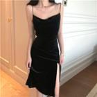 Velvet Slim-fit Sleeveless Dress