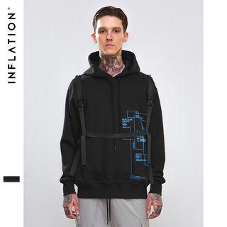 Couple Tie-accent Printed Hooded Pullover