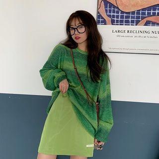 Striped Oversize Sweater / Mini A-line Skirt