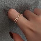 Cross Rhinestone Open Ring J213 - Gold - One Size