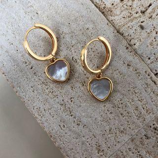 925 Sterling Silver Shell Heart Drop Earring