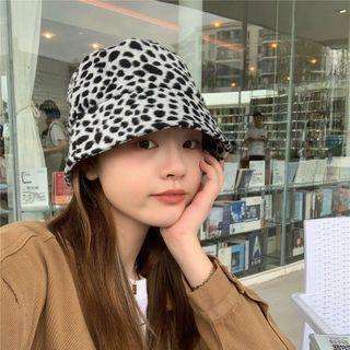 Leopard Print Bucket Hat Gray & Black - One Size