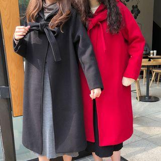 Bow Accent Hooded Coat