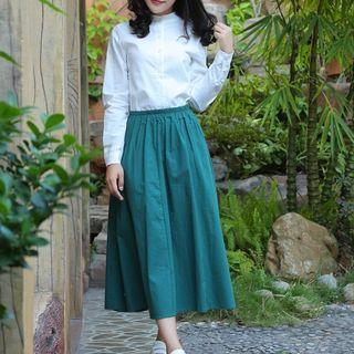 Stand-collar Shirt + Skirt
