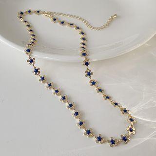 Glaze Flower Choker Blue - One Size