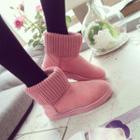 Faux-suede Knit Panel Ankle Boots