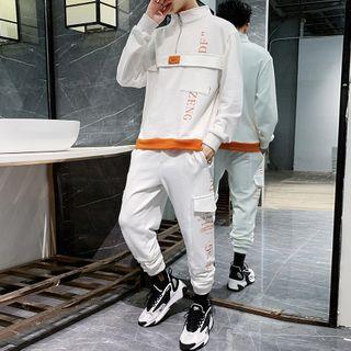 Set: Half-zip Lettering Sweatshirt + Sweatpants