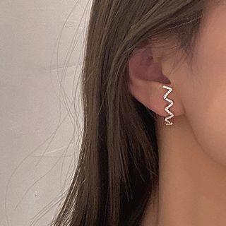 Wavy Rhinestone Earring 1 Pair - E2988 - Rhinestone - Gold - One Size
