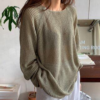 Colored Raglan Boucl  Knit Top