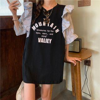 Short-sleeve Ruffle Trim Panel Top