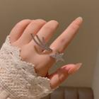 Star Rhinestone Open Ring Silver - One Size