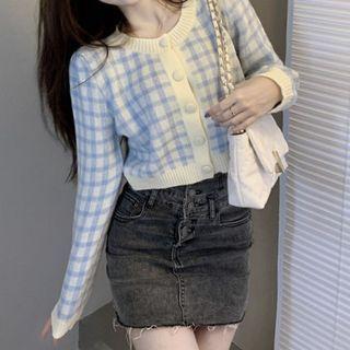 Plaid Loose Fit Knit Crop Top