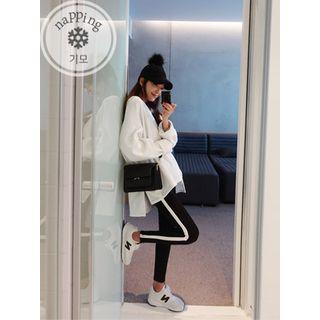 Set: Brushed-fleece Lined Oversized Hoodie + Contrast-trim Sweatpants