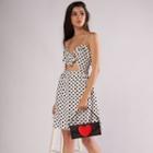 Spaghetti Strap Cutout Dotted Mini A-line Dress