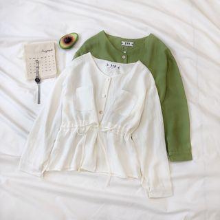 Drawstring Pocket Detail Blouse