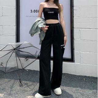 Lettering Tube Top / Wide-leg Sweatpants