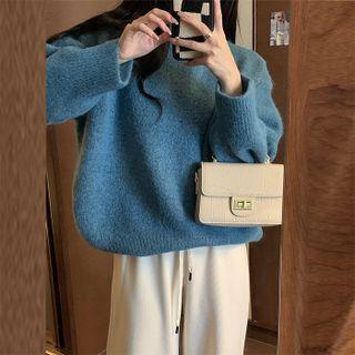 Long-sleeve Plain  Knit  Sweater