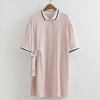 Short-sleeve Tie Waist Polo Dress