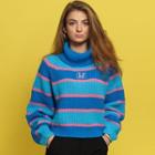 Turtleneck Striped Sweater Stripe - Blue - One Size