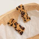 Leopard Print Shirred Fabric Hair Clip Coffee - One Size