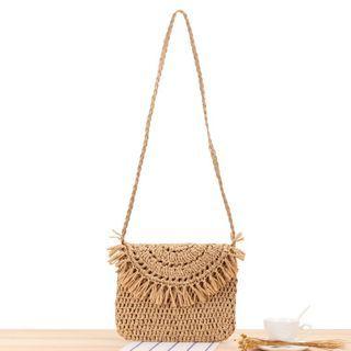 Woven Fringe Crossbody Bag