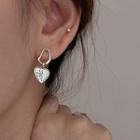 Heart Sterling Silver Asymmetrical Dangle Earring 1 Pair - Silver - One Size