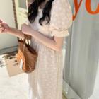 Puff Short-sleeve Mid A-line Dress
