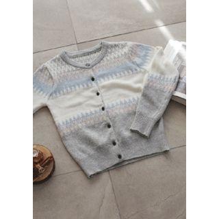 Pattern Multicolor Wool Blend Cardigan