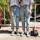 Couple Matching Straight Fit Ripped Jeans
