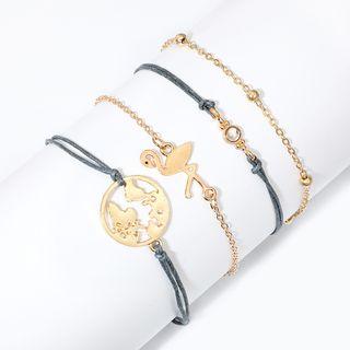 Set Of 5: Alloy Bracelet (assorted Designs) Gold - One Size