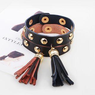 Tassel Studded Faux Leather Bracelet