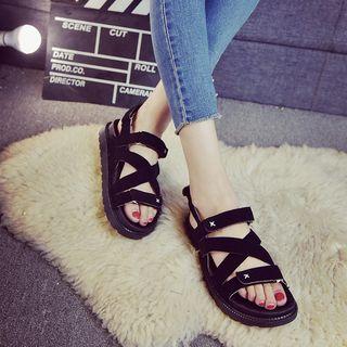Velcro Faux-suede Platform Sandals