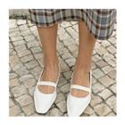 Square-toe Stitched Mary Jane Flats