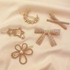 Set Of 5: Rhinestone Hair Clip 01# - Set Of 5 - Gold - One Size