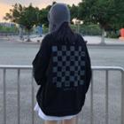Checkered Print Sweatshirt Black - One Size
