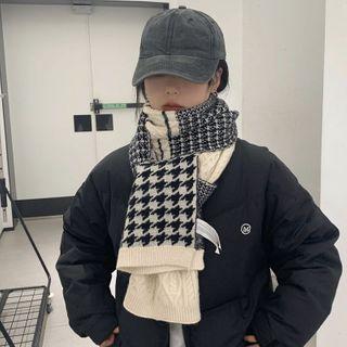 Houndstooth Knit Shawl Black & White - One Size