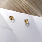 Cube Sterling Silver Ear Stud 1 Pair - Yellow & Silver - One Size