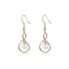 925 Sterling Silver Elegant Plated Champagne Gold Pearl Earrings Champagne - One Size