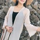 Open Front Long Light Jacket Almond - One Size