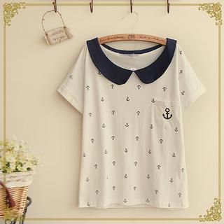 Sailor Collar Anchor Print Top