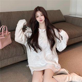 Distressed Sweater White - One Size