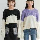 Cable Knit Two-tone Sweater