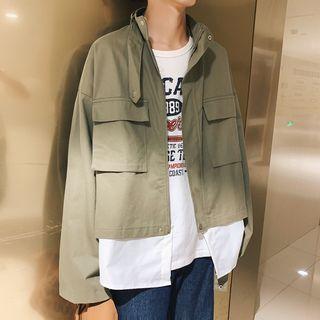 Mock Two-piece Pocket Detail Zip Jacket
