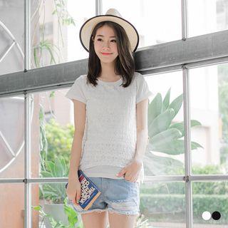 Mock Two Piece Lace Panel Top