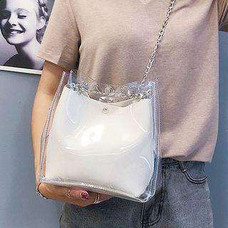 Transparent Chained Shoulder Bag With Pouch