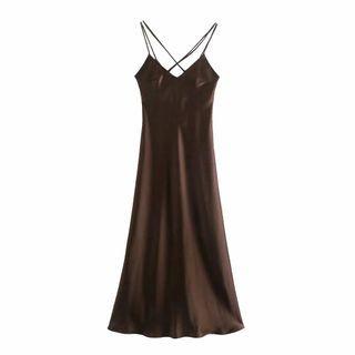 Lace-up Strappy Midi A-line Dress